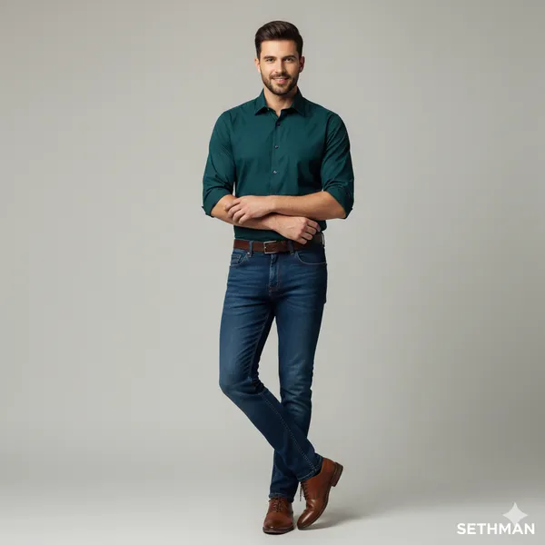 Turqoish_Cotton_Shirt_For_Men