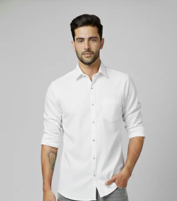 White_&_Black_Cotton_Formal_Shirt_For_Men