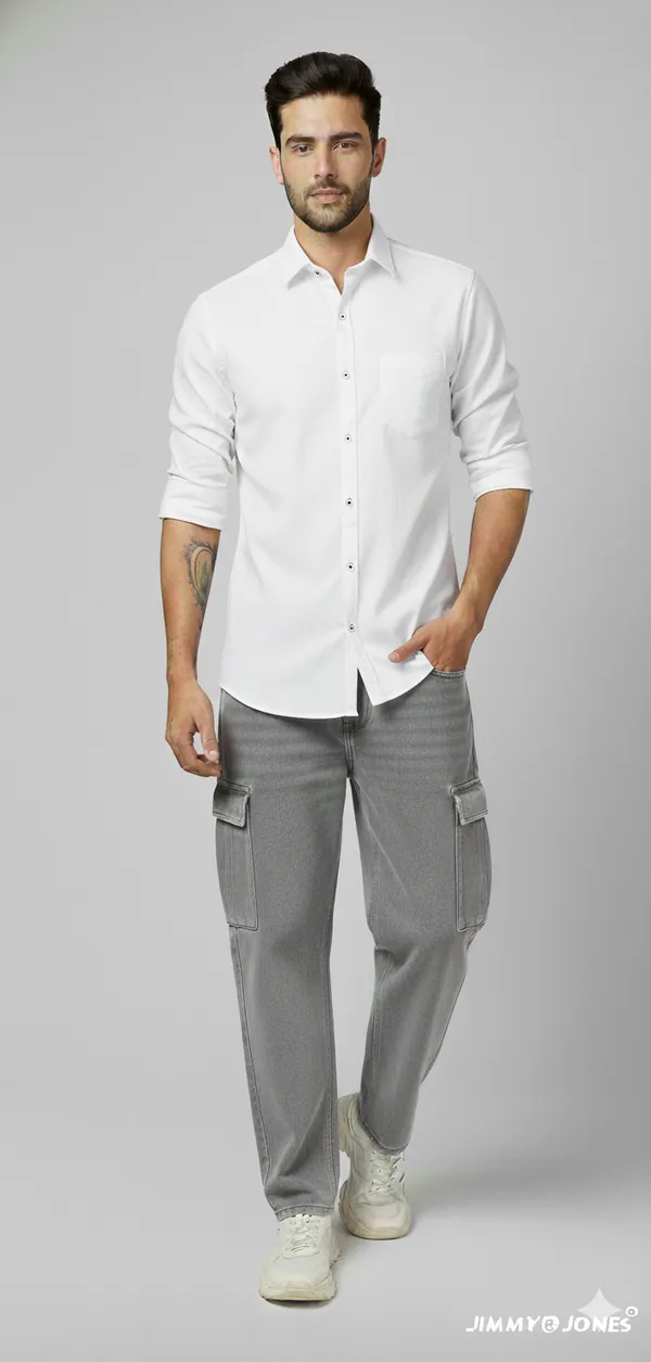 White_&_Black_Cotton_Formal_Shirt_For_Men