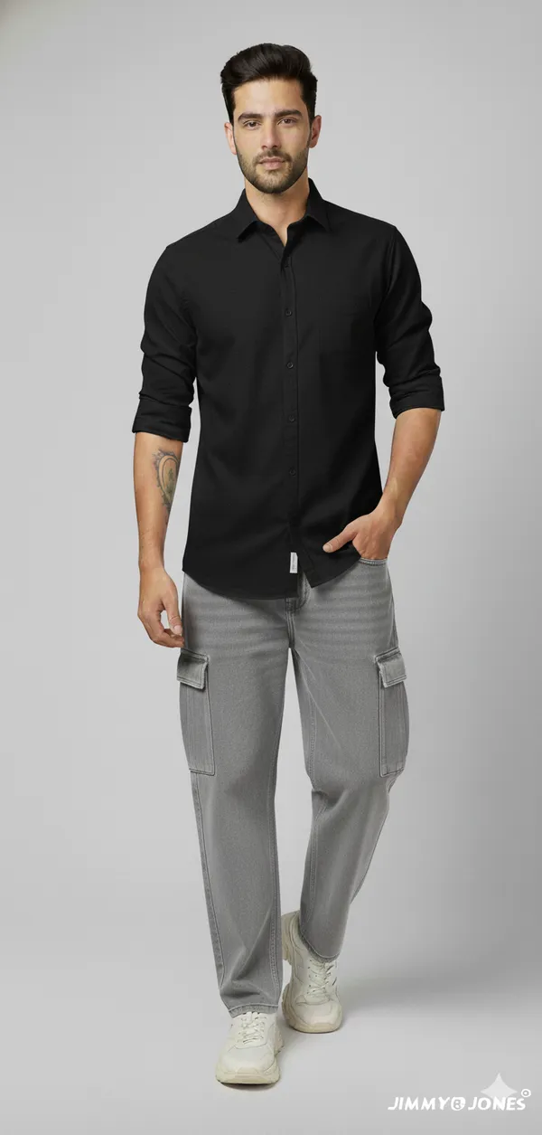 White_&_Black_Cotton_Formal_Shirt_For_Men