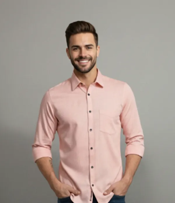 Babypink_&_Maroon_Satin_Cotton_Formal_Shirt_For_Men