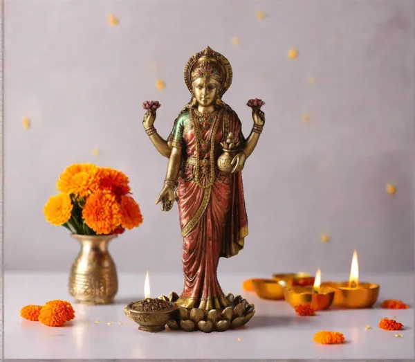 Brown_Maa_Lakshmi_Standing_Idol_With_Antique_&_Copper_Finish_For_Home_Decor