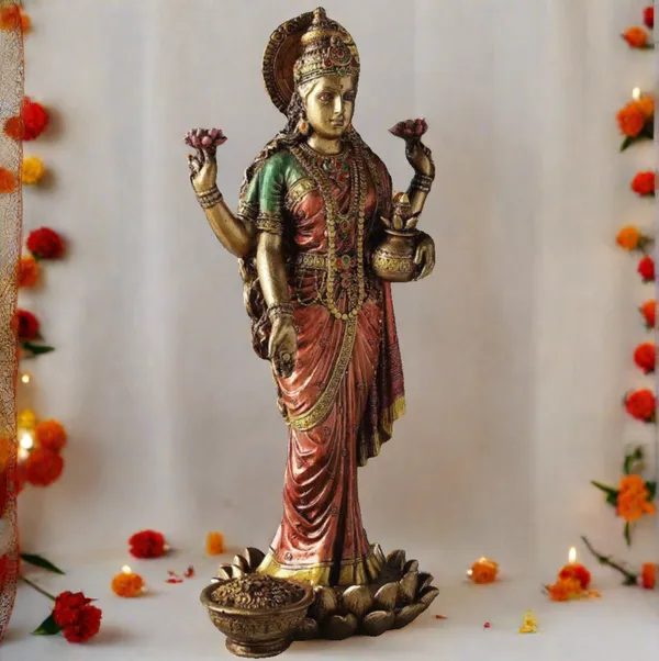 Brown_Maa_Lakshmi_Standing_Idol_With_Antique_&_Copper_Finish_For_Home_Decor