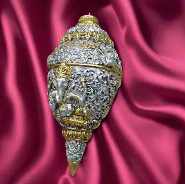 Gold_And_Silver_Plated_Ganesha_Shankh_For_Home_Decor
