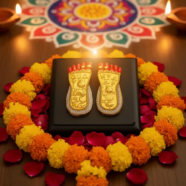 Gold_&_Silver_Plated_Maa_Lakshmi_Charan_Paduka_For_Home_Decor