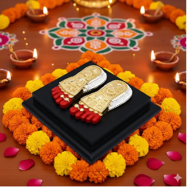 Gold_&_Silver_Plated_Maa_Lakshmi_Charan_Paduka_For_Home_Decor