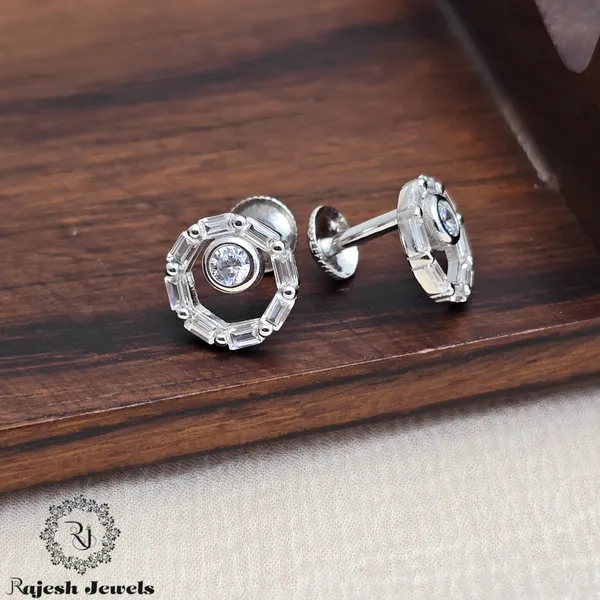 Silver_Classic_Round_Cz_South_Screw_Earrings_For_Women