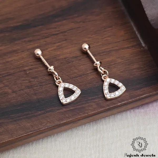 Silver_Triangular_Cz_Rosegold_Helix_Bugadi_Earrings_For_Women