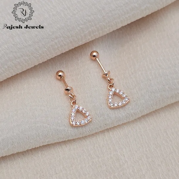 Silver_Triangular_Cz_Rosegold_Helix_Bugadi_Earrings_For_Women