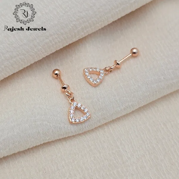 Silver_Triangular_Cz_Rosegold_Helix_Bugadi_Earrings_For_Women