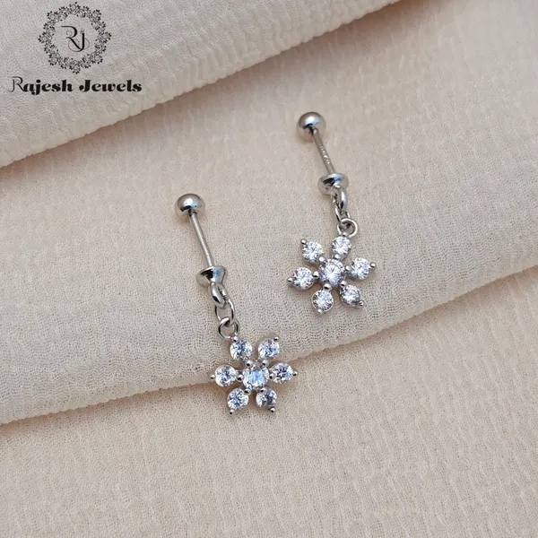 Silver_Star_Shape_Cz_Bugadi_Helix_Earrings_For_Women
