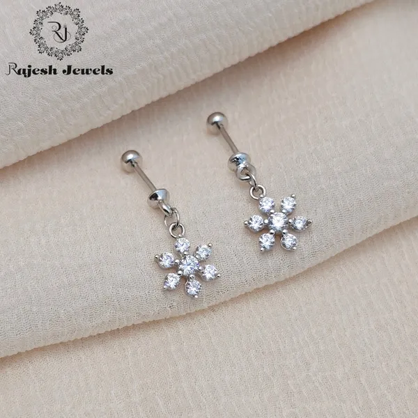 Silver_Star_Shape_Cz_Bugadi_Helix_Earrings_For_Women