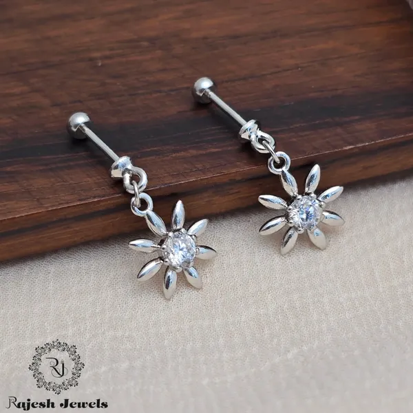 Silver_Floral_Cz_Bugadi_Helix_Earrings_For_Women