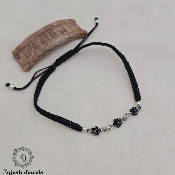 Black_Silver_Triple_Floral_Nazariya_Anklet_For_Women