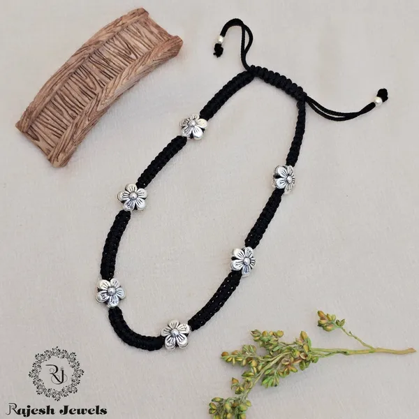 Black_Silver_Incredible_Floral_Silver_Nazariya_Anklet_For_Women