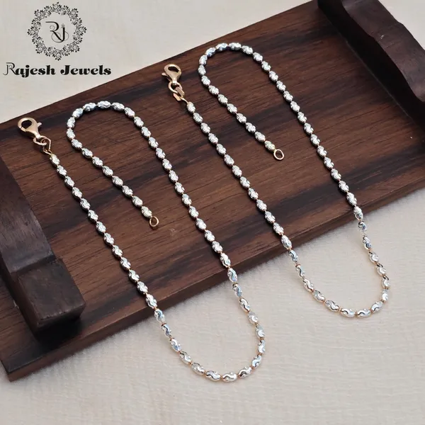 White_Silver_Graceful_Dual_Tone_Sleek_Anklet_For_Women