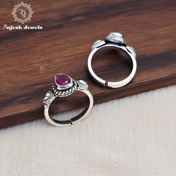Marron-Red_Silver_Teardrop_Radiant_Cutstone_Toerings_For_Women