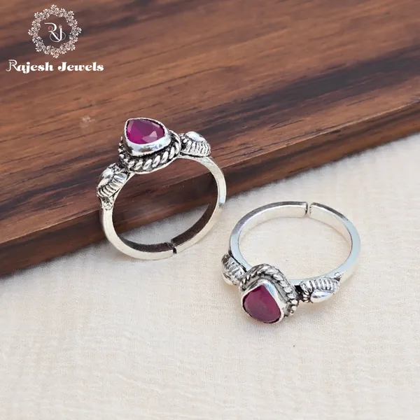 Marron-Red_Silver_Teardrop_Radiant_Cutstone_Toerings_For_Women