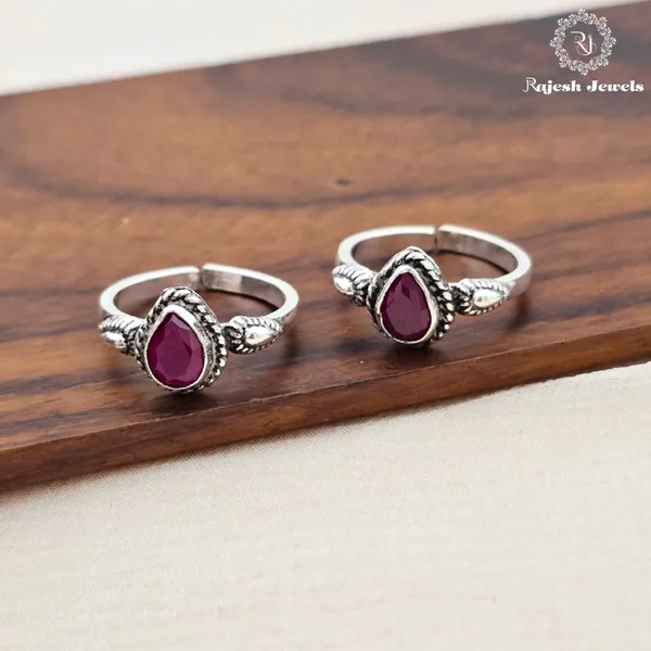 Marron-Red_Silver_Teardrop_Radiant_Cutstone_Toerings_For_Women