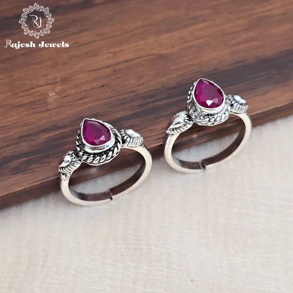 Marron-Red_Silver_Teardrop_Radiant_Cutstone_Toerings_For_Women
