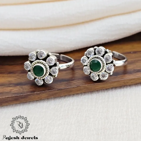 Green_Silver_Glorified_Cutstone_Toerings_For_Women