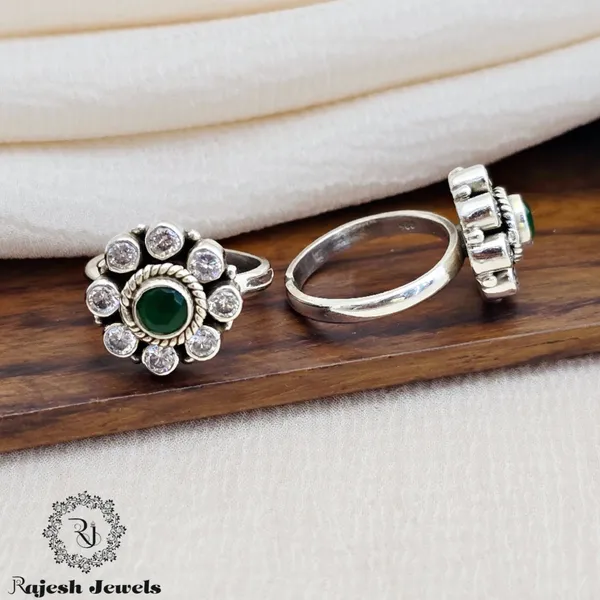 Green_Silver_Glorified_Cutstone_Toerings_For_Women