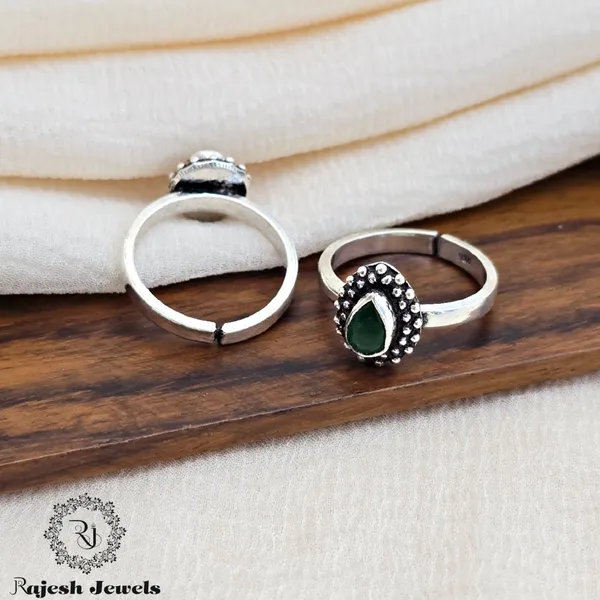 Green_And_Silver_Attractive_Cutstone_Toerings_For_Women
