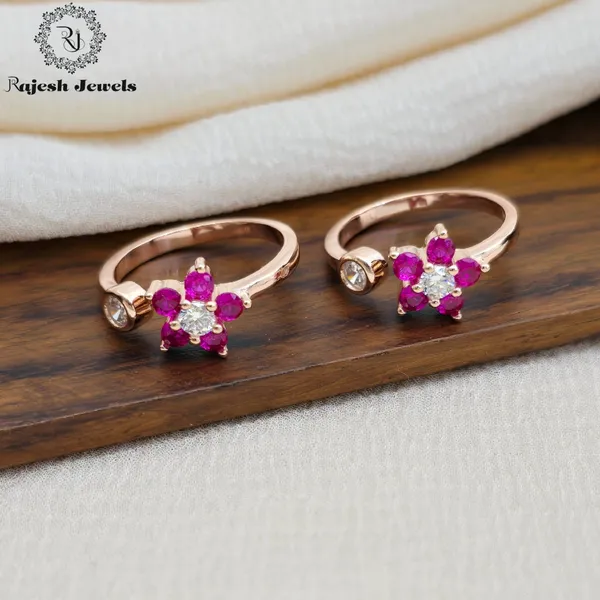 Rose_Gold_Silver_Spectacular_Floral_Top_Adjustable_Silver_Toerings_For_Women