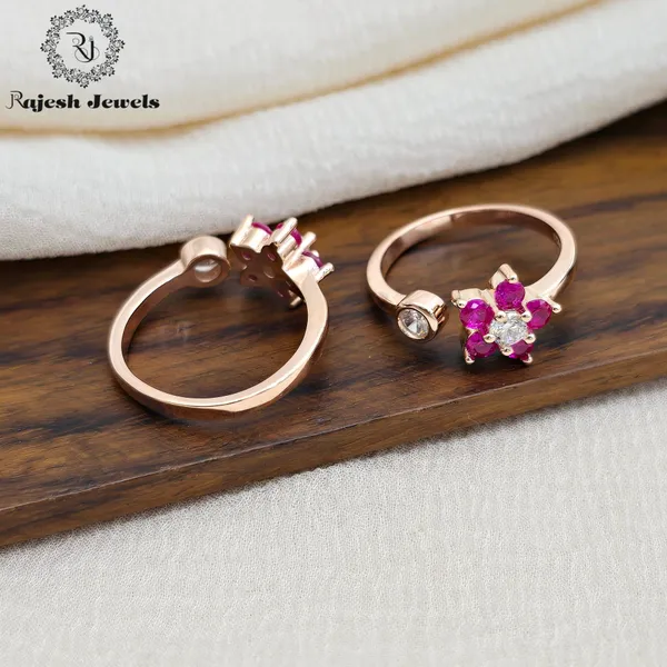 Rose_Gold_Silver_Spectacular_Floral_Top_Adjustable_Silver_Toerings_For_Women
