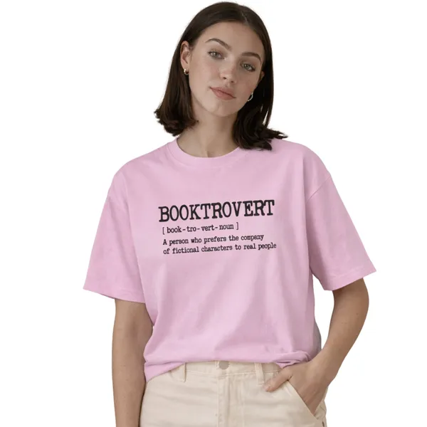 Booktrovert_Unisex_Tshirt_Pink