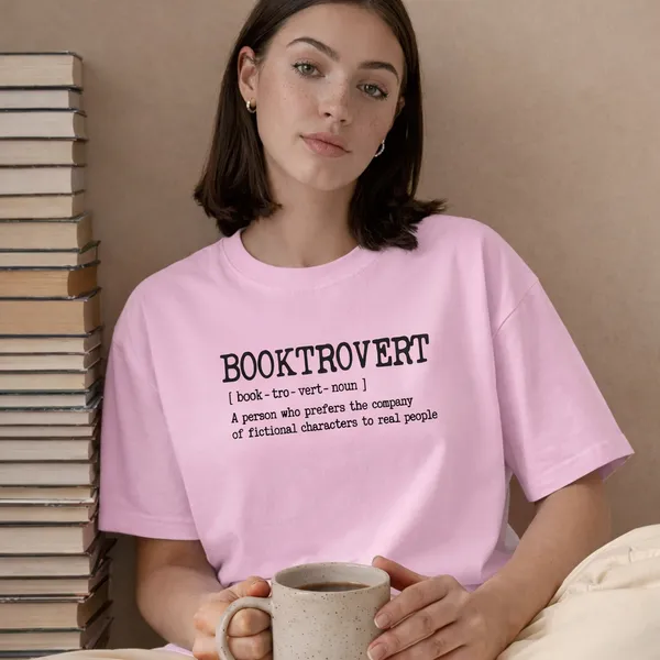 Booktrovert_Unisex_Tshirt_Pink