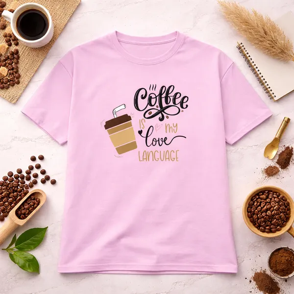 CoffeeLoveLang_Unisex_Tshirt_Pink