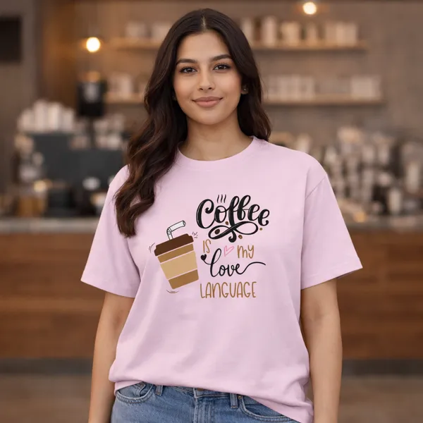 CoffeeLoveLang_Unisex_Tshirt_Pink