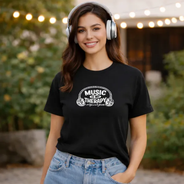 Music_Therapy_Unisex_Tshirt_Black