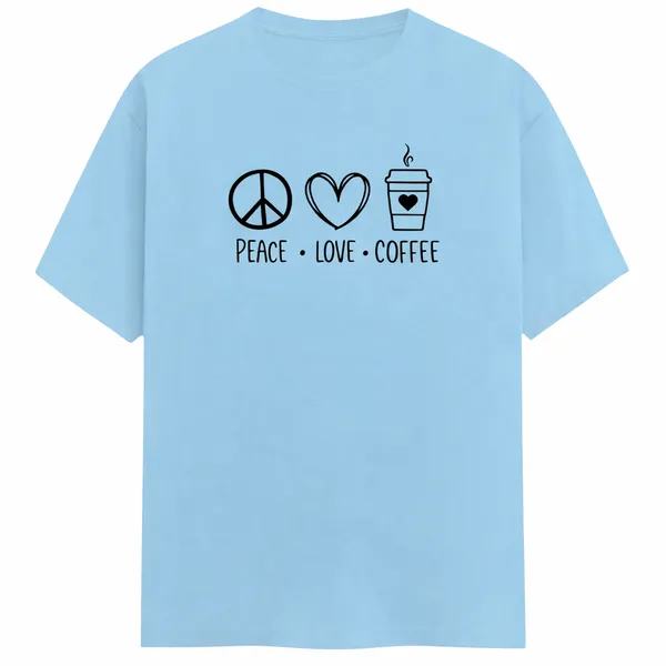 Peace_Love_Coffee_Unisex_Tshirt_Blue