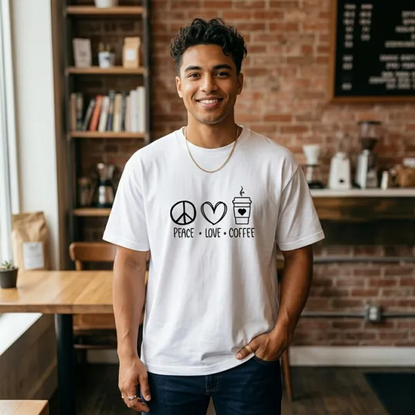 Peace_Love_Coffee_Unisex_Tshirt_White