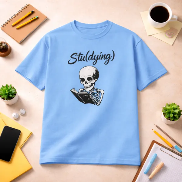 Studying_Unisex_Tshirt_Blue