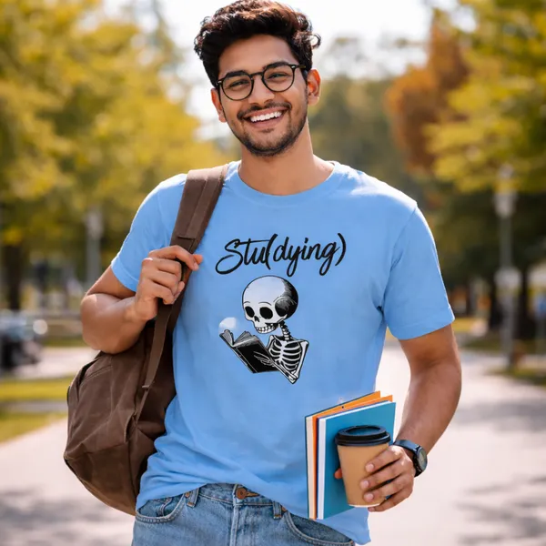 Studying_Unisex_Tshirt_Blue