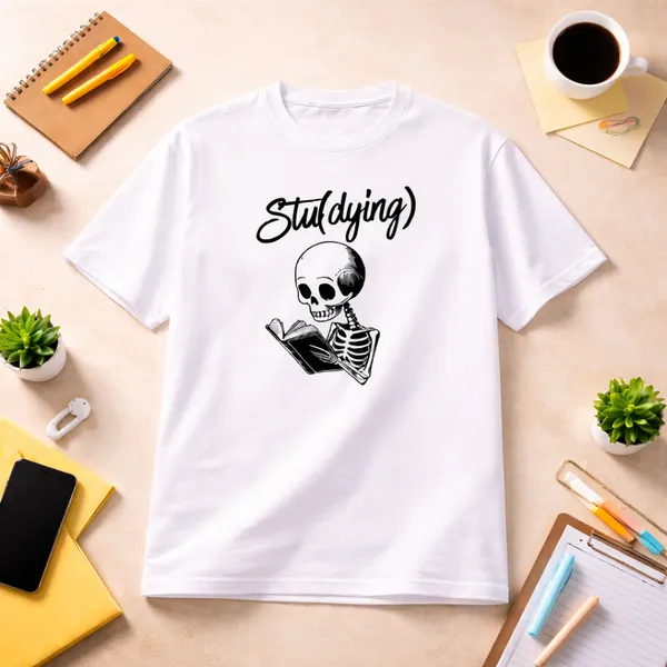Studying_Unisex_Tshirt_White