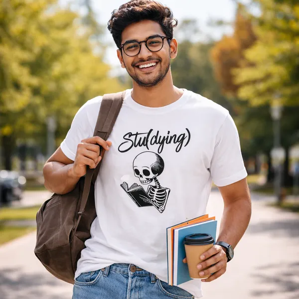 Studying_Unisex_Tshirt_White