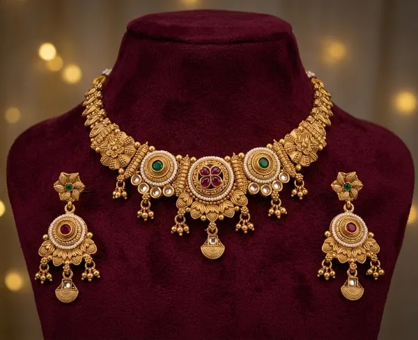 Royal_Antique_Gold_Finish_Necklace_Set_with_Kundan_Stones_�_Elegant_Traditional_Bridal_Jewellery