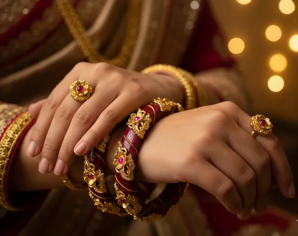 Exquisite_Gold-Plated_Brass_Maroon_Pola_Bangles_with_Floral_Filigree_&_Ruby_Accents_Set_of_2