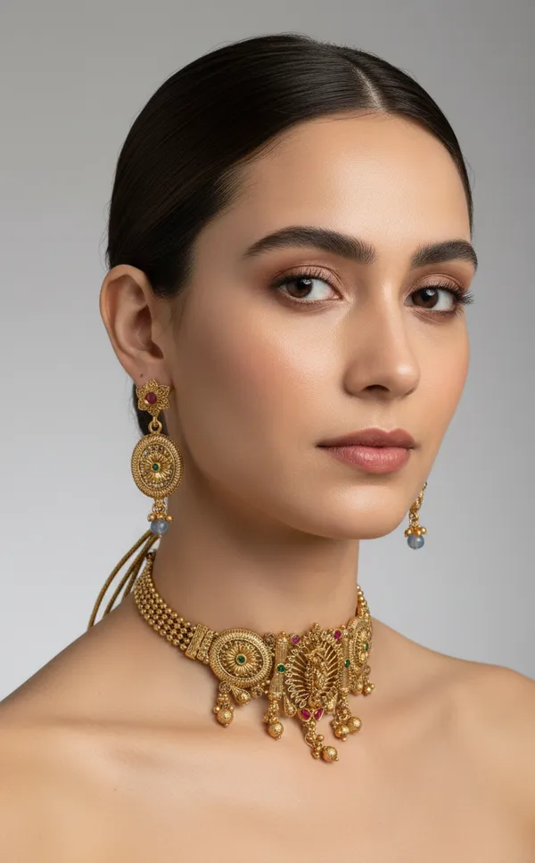 Divine_Krishna_Motif_Traditional_Gold-Tone_Choker_Necklace_Set_with_Earrings