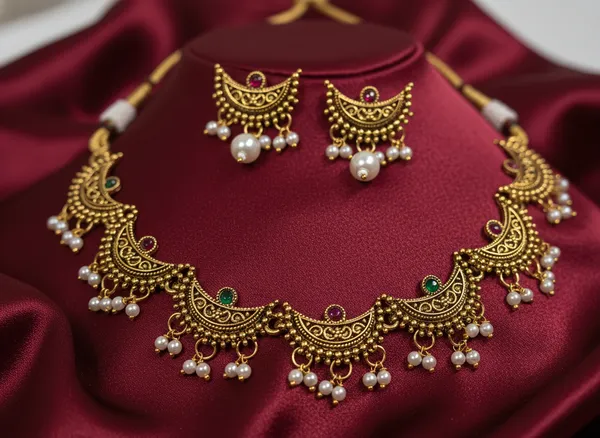 Traditional_Gold_Temple_Necklace_Set_with_Pearl_Drops_&_Color_Stones