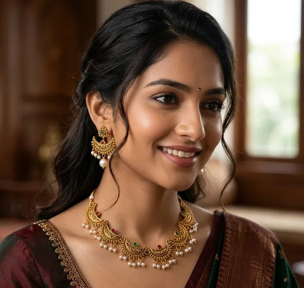Traditional_Gold_Temple_Necklace_Set_with_Pearl_Drops_&_Color_Stones