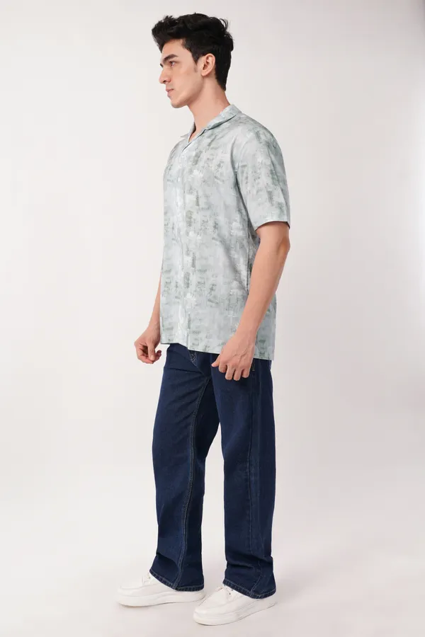 Grey_Abstract_Textured_Short_Sleeve_Shirt_For_Men