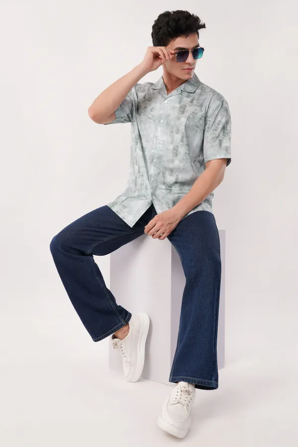 Grey_Abstract_Textured_Short_Sleeve_Shirt_For_Men
