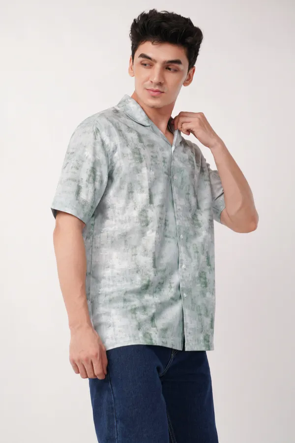Grey_Abstract_Textured_Short_Sleeve_Shirt_For_Men