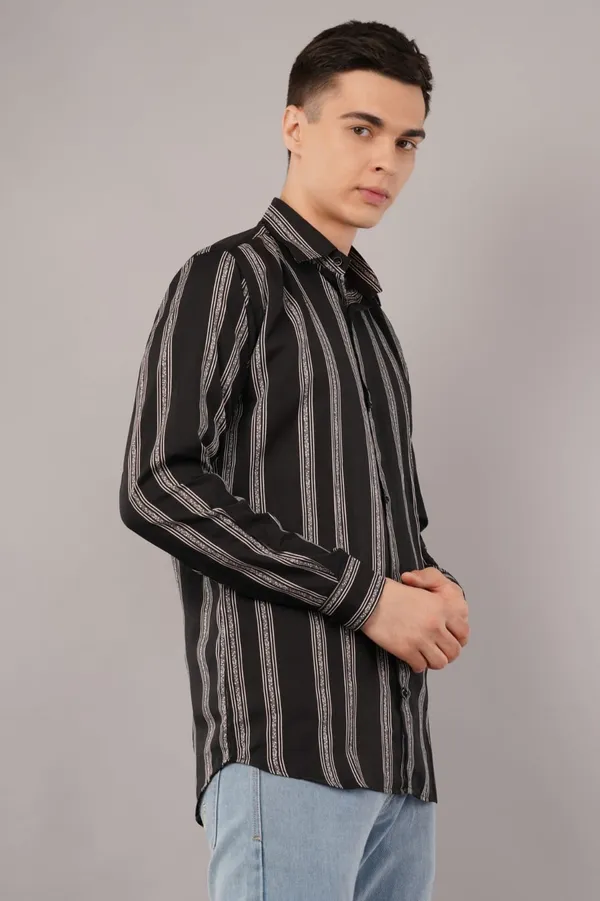 Black_&_White_Striped_Casual_Shirt_For_Men