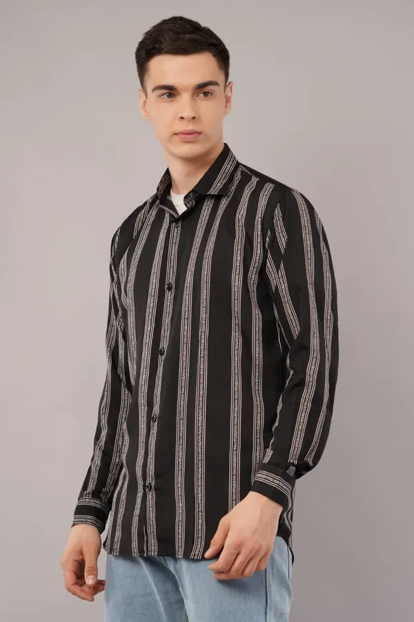 Black_&_White_Striped_Casual_Shirt_For_Men